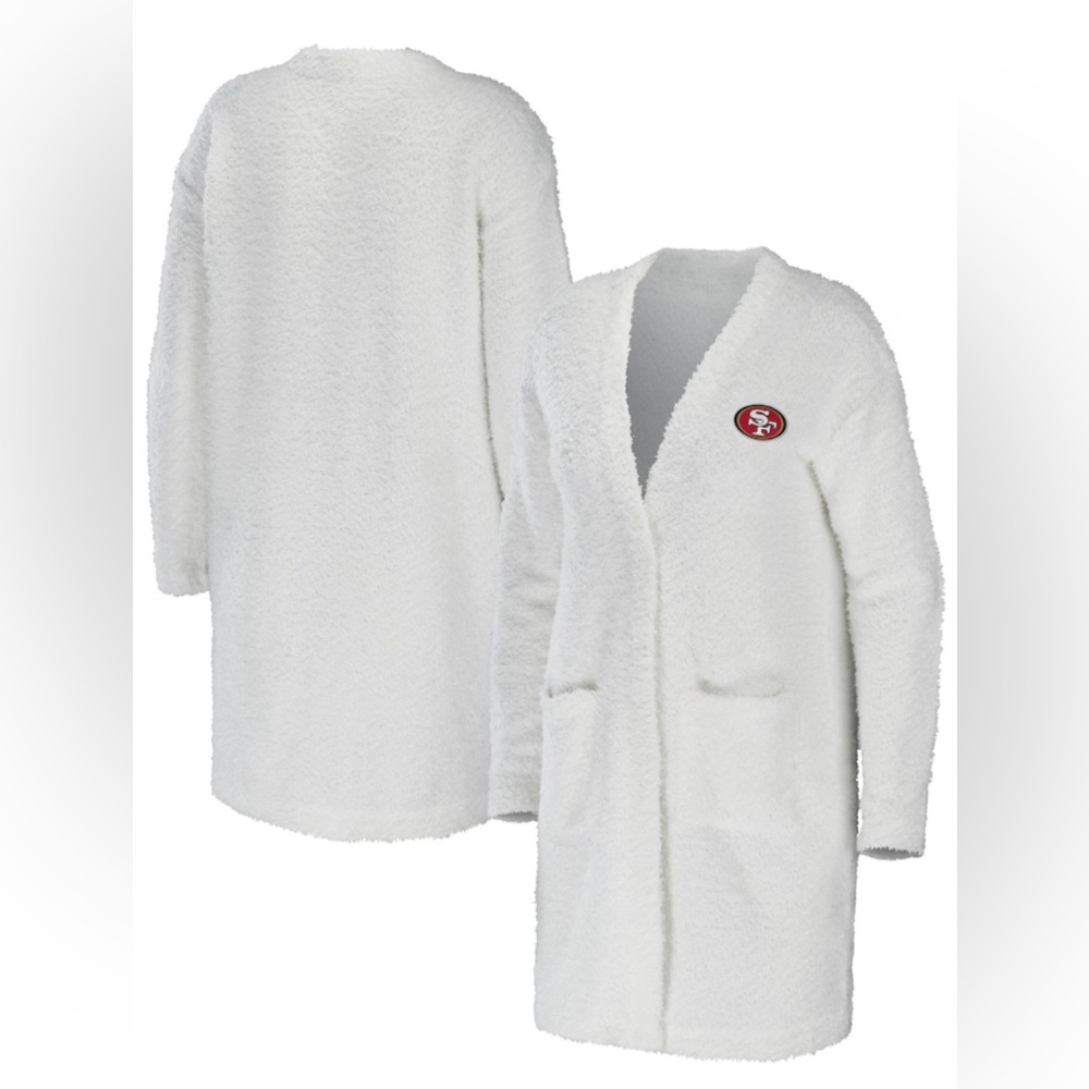 Erin Andrews Cream San Francisco 49ers Cozy Lounge Cardigan Sweater. NWT